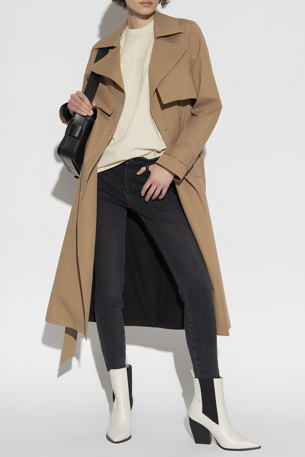 Brown 'Mixie' trench coat with logo AllSaints - Vitkac Canada